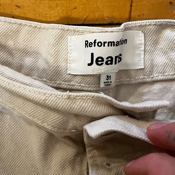 Reformation Cream High-Waist Denim Shorts - Picture 3 of 5